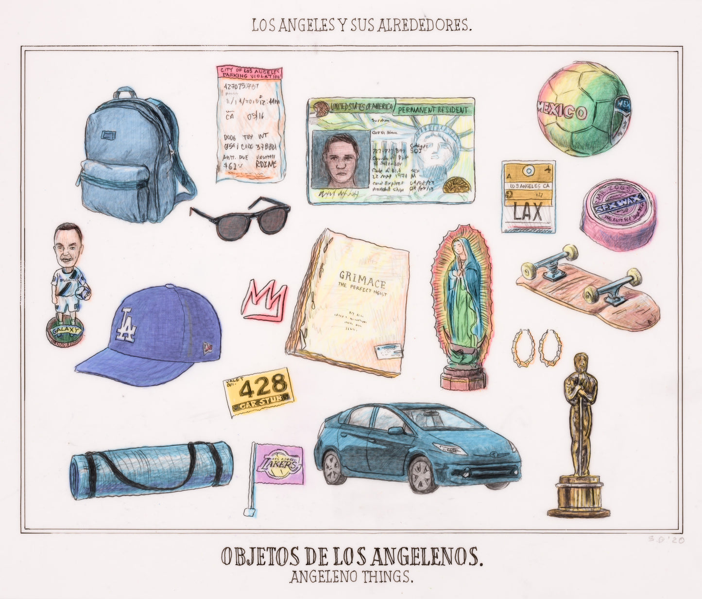 Sandow Birk – Angeleno Things - Drawing - 2020
