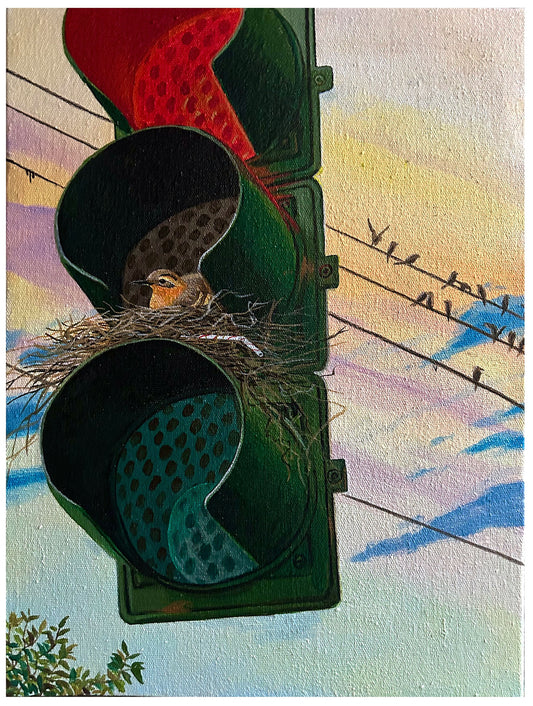 Sandow Birk - Varied Thrush - Acrylic on Canvas