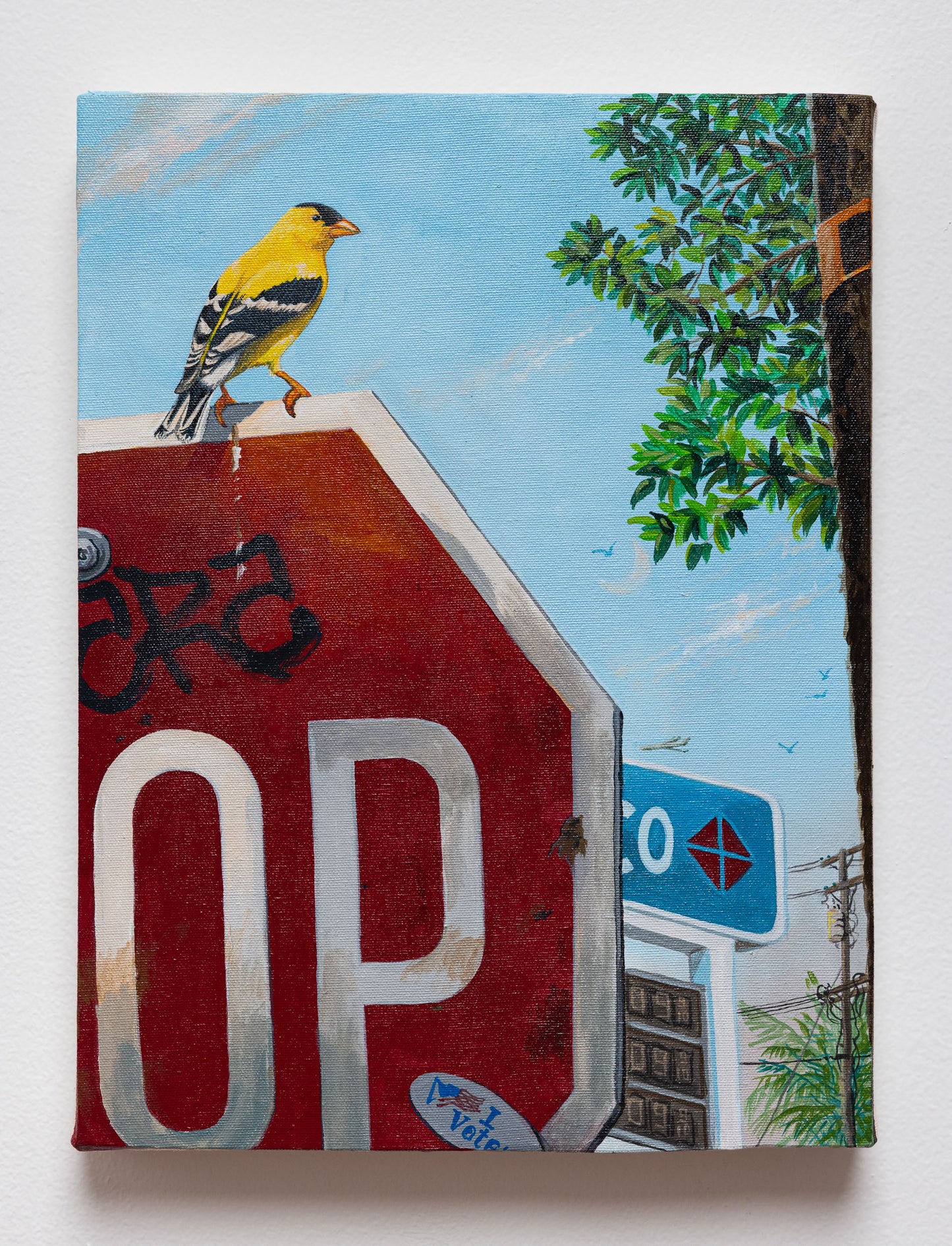 Sandow Birk - American Goldfinch - Acrylic on Canvas