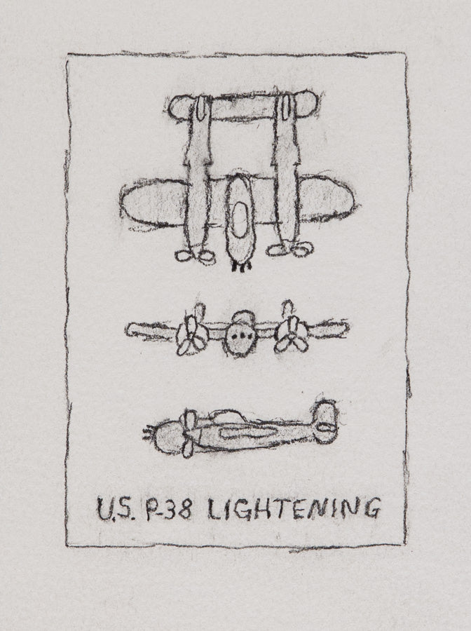 William Anthony - Drawing - U.S. P-38 Lightening, 1999