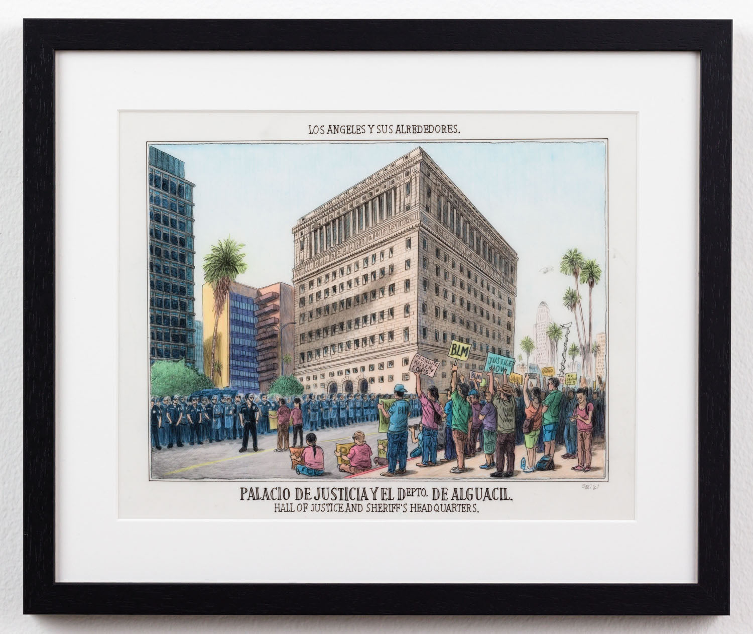 Sandow Birk – Hall of Justice and Sheriff's Headquarters - Drawing - 2021
