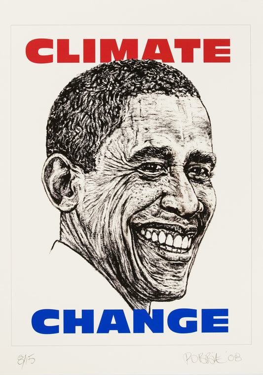 Robbie Conal – Climate Change [Obama], Signed Silkscreen, 2008