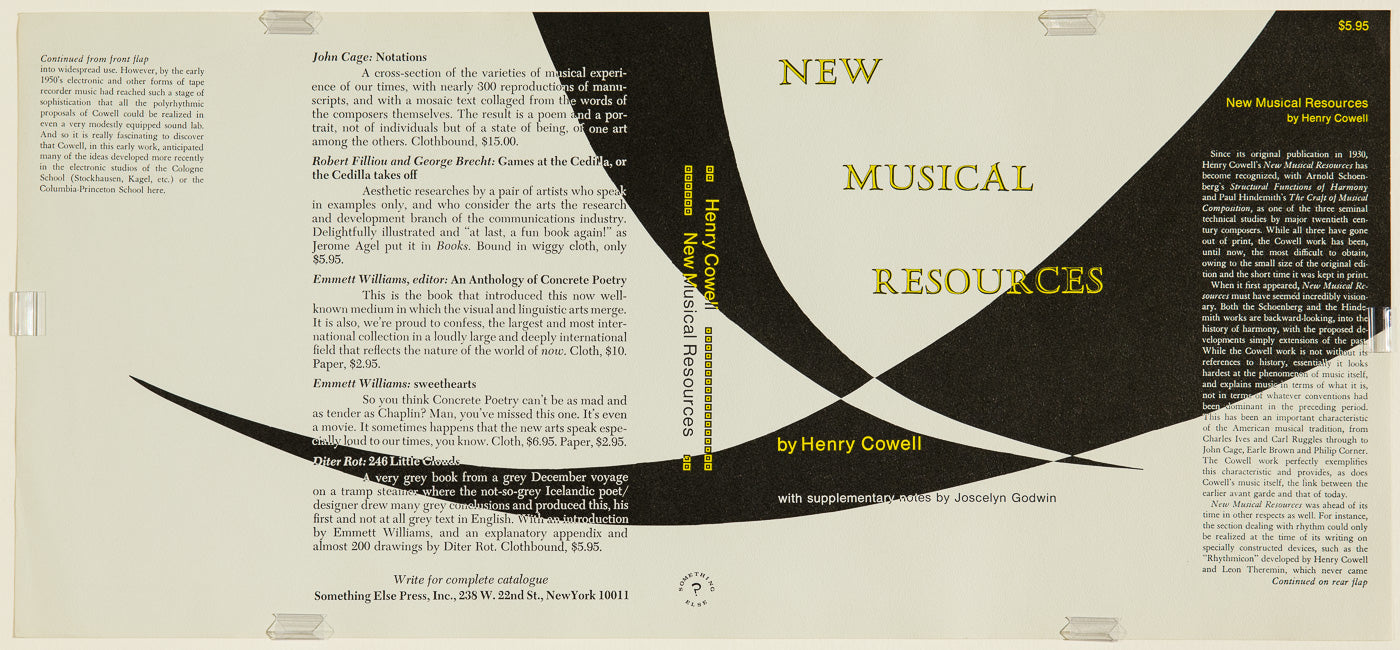 Henry Cowell's New Musical Resources - Book dust jacket, uncreased