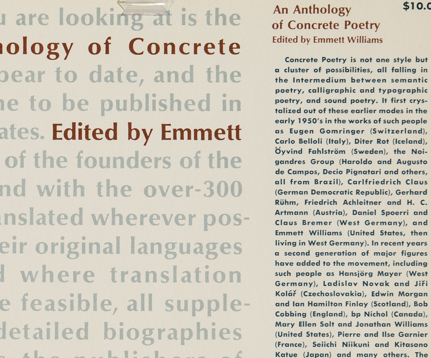 Unfolded Dust Jacket - An Anthology of Concrete Poetry. Edited by Emmett Williams