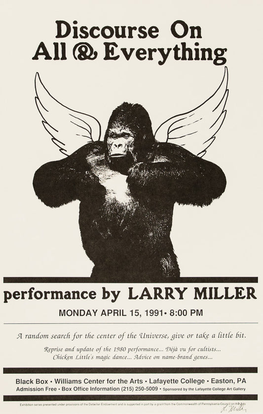 Larry Miller, Discourse on All & Everything, Performance at Lafayette College, April 15, 1991 (Poster)