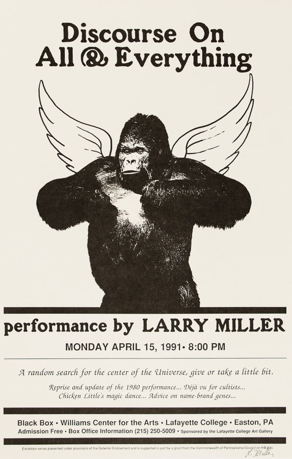 Larry Miller, Discourse on All & Everything, Performance at Lafayette College, April 15, 1991 (Poster)