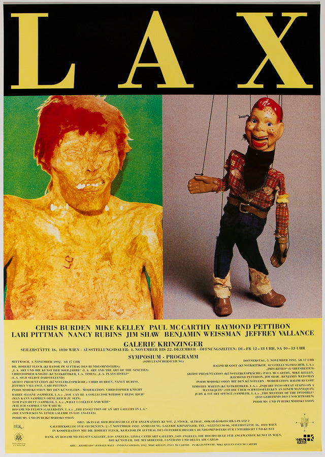 LAX exhibition poster, Gallerie Krinzinger, November 4 to December 22, 1992