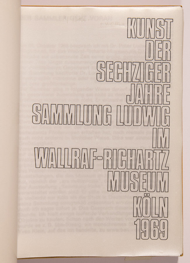 KUNST DER SECHZIGER JAHRE (ART OF THE SIXTIES) [Catalogue - Out of Print]